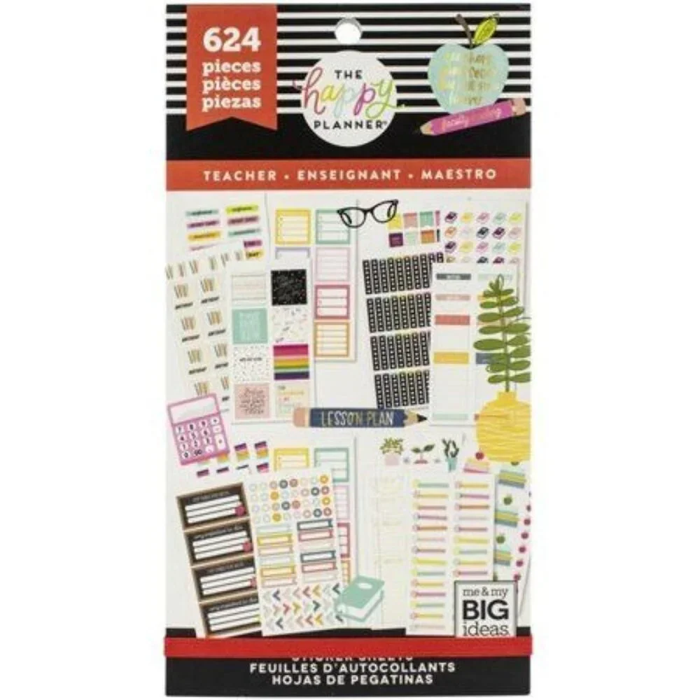 Me & My Big Ideas Sticker Pad Teacher OS Multicolor Happy Planner Lesson Plans‎
